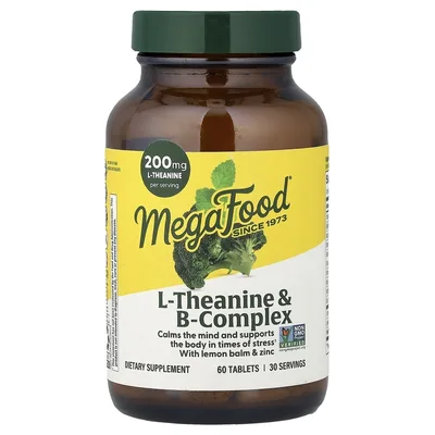 MegaFood, L-теанин и комплекс витаминов группы B, 60 таблеток