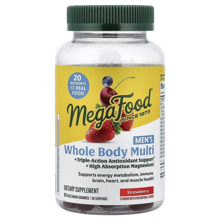 MegaFood, мультивитамины для мужчин, со вкусом клубники, 90 вегетарианских жевательных таблеток