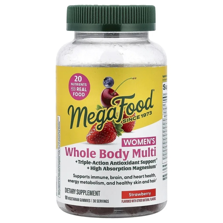 MegaFood, мультивитамины для всего тела для женщин, со вкусом клубники, 90 вегетарианских жевательных таблеток