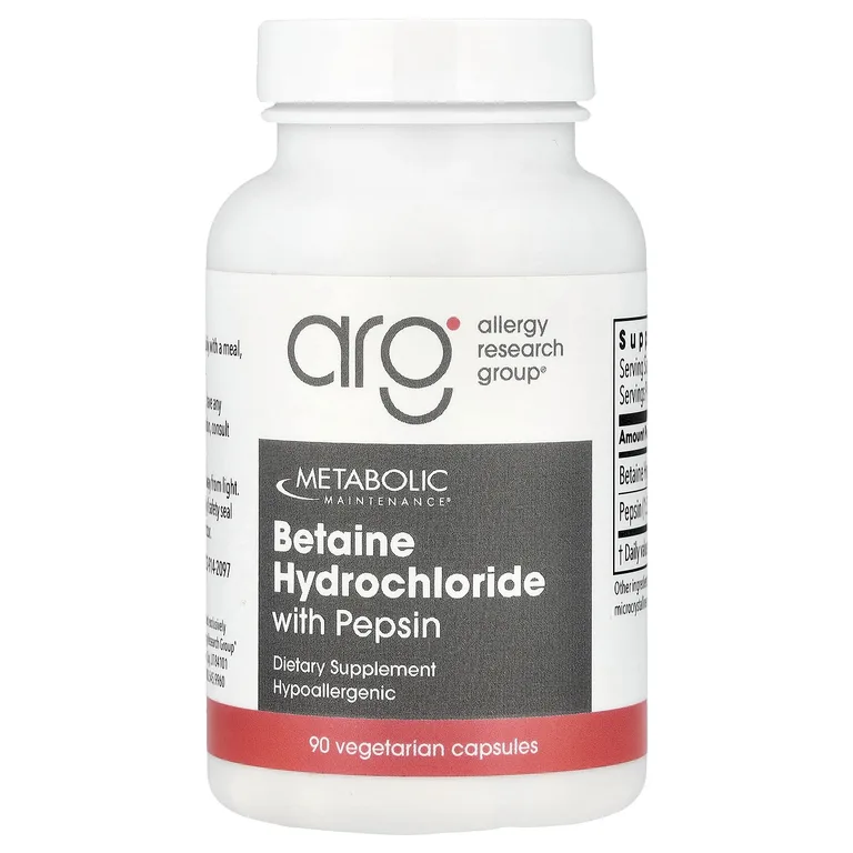 Metabolic Maintenance, бетаина гидрохлорид с пепсином, 90 вегетарианских капсул
