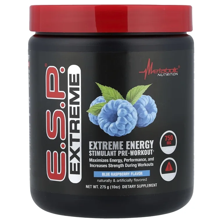 Metabolic Nutrition, ESP® Extreme Energy, предтренировочный стимулятор, со вкусом голубой малины, 275 г (10 унций)