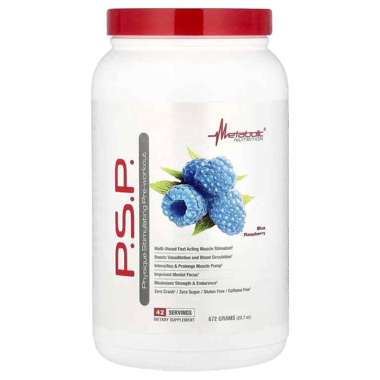 Metabolic Nutrition, P.S.P. Предтренировочный комплекс, голубая малина, 23,7 унции (672 г)