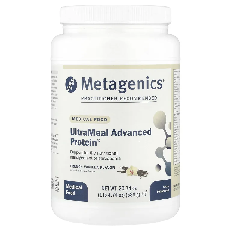 Metagenics, Medical Food, UltraMeal Advanced Protein®, со вкусом французской ванили, 588 г (1 фунт, 4,74 унции)