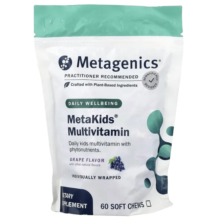 Metagenics, MetaKids®, мультивитамины, со вкусом винограда, 60 жевательных таблеток