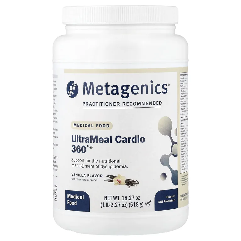 Metagenics, UltraMeal Cardio 360°®, лечебная пищевая добавка, со вкусом ванили, 518 г (1 фунт, 2,27 унции)