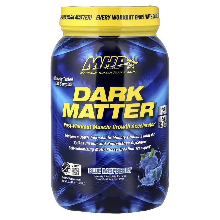 MHP, DARK MATTER, ускоритель роста мышц после тренировки, голубая малина, 1560 г (3,44 фунта)