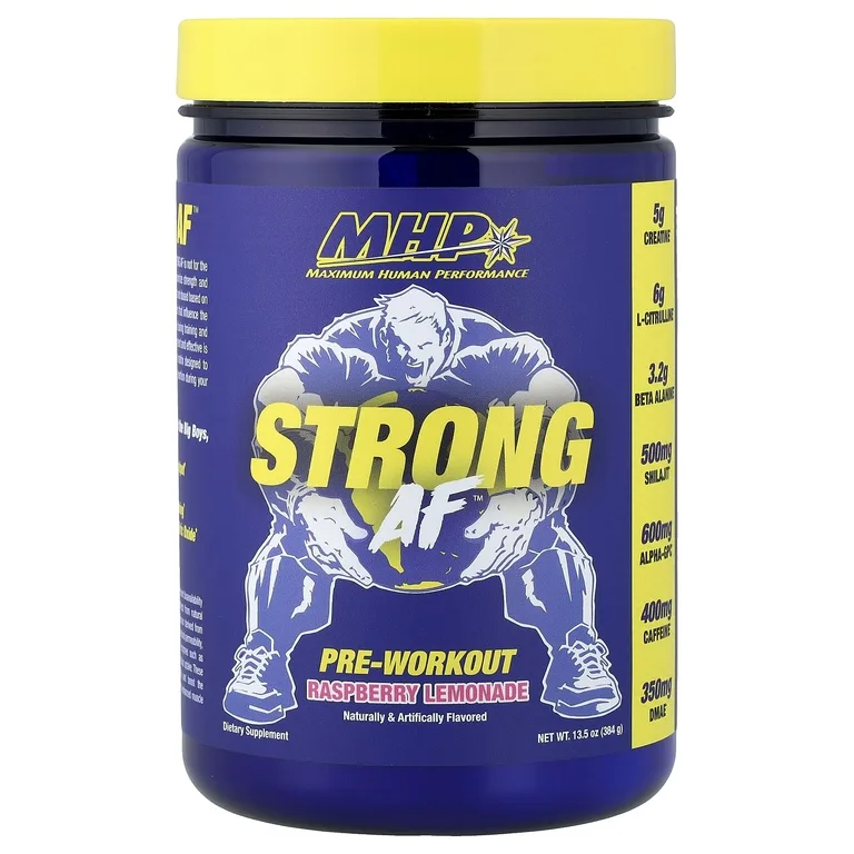 MHP, Strong AF™, предтренировочный комплекс, со вкусом малинового лимонада, 384 г (13,5 унции)