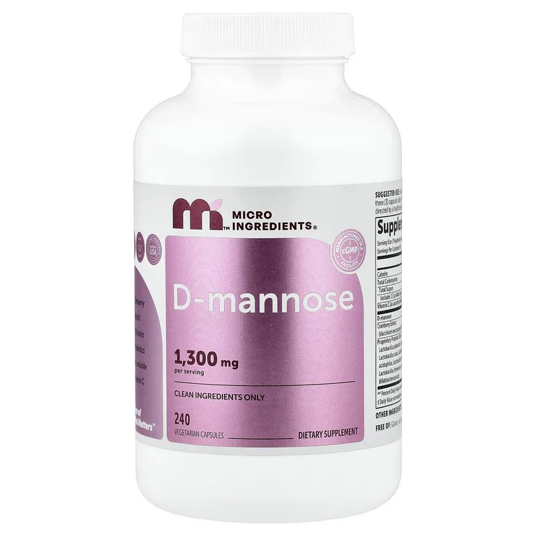 Micro Ingredients, D-манноза с клюквой, пробиотиками и жирорастворимым витамином C, 240 вегетарианских капсул