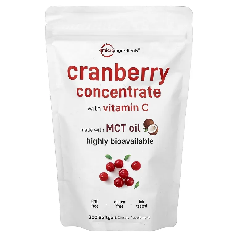 Micro Ingredients, клюквенный концентрат с витамином C, 300 капсул