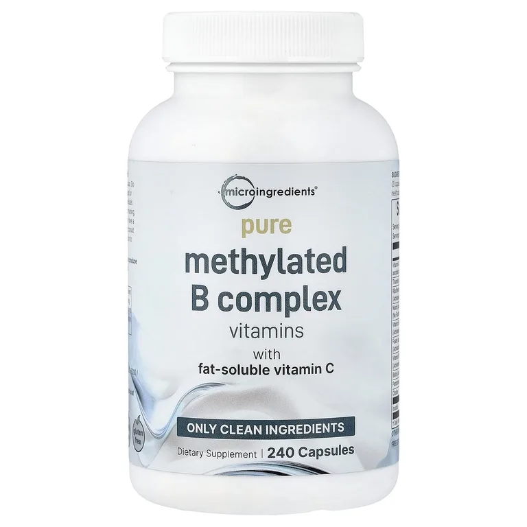 Micro Ingredients, комплекс чистых метилированных витаминов группы B с витамином C, 240 капсул