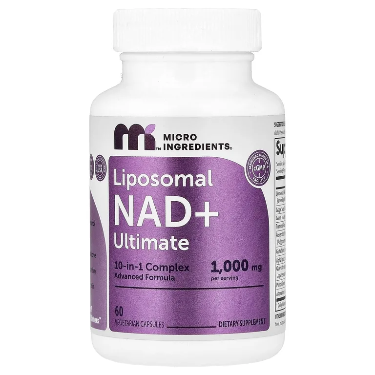 Micro Ingredients, липосомальный НАД + Ultimate, 60 вегетарианских капсул