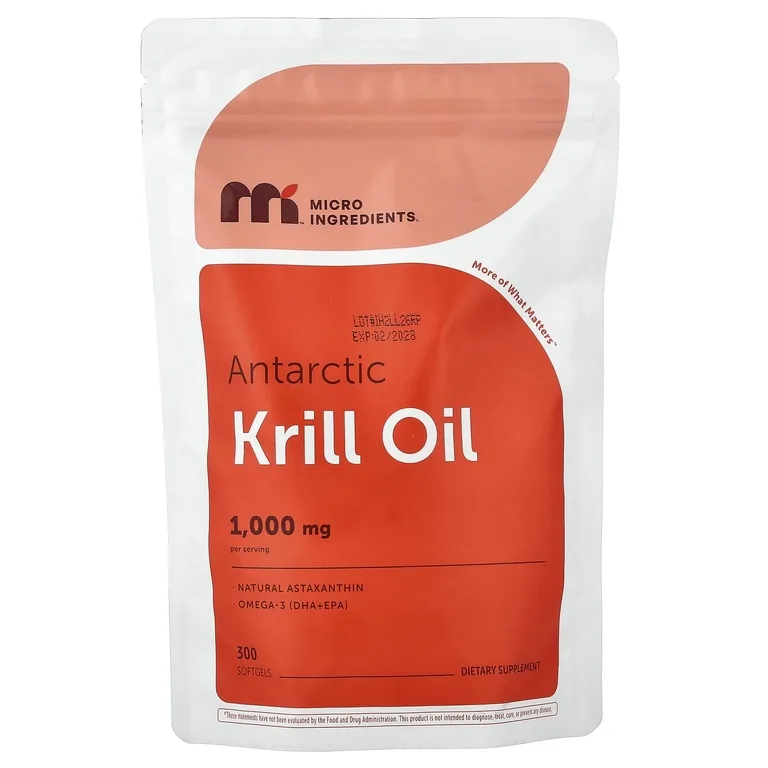 Micro Ingredients, масло антарктического криля, 300 капсул (500 мг в 1 капсуле)