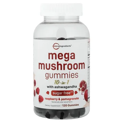 Micro Ingredients, Mega Mushrooms, жевательные таблетки, со вкусом малины и граната, 120 жевательных таблеток