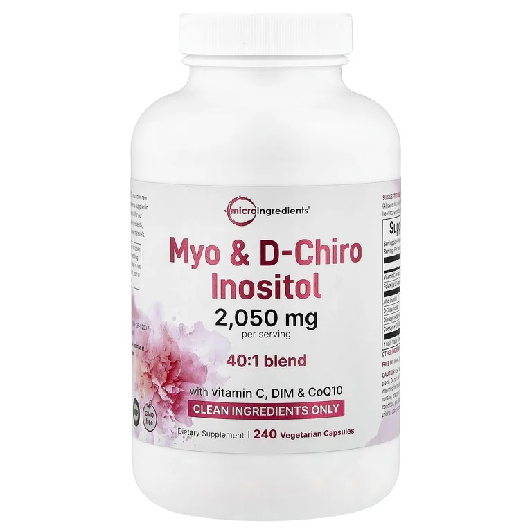 Micro Ingredients, мио- и D-хироинозитол, 240 вегетарианских капсул