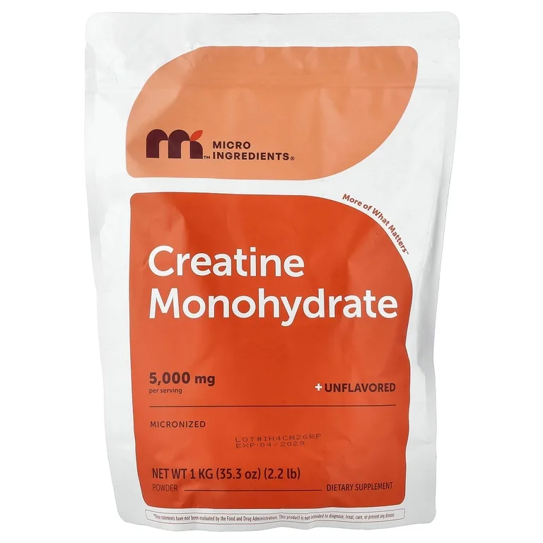 Micro Ingredients, Моногидрат креатина, без добавок, 1 кг (2,2 фунта)