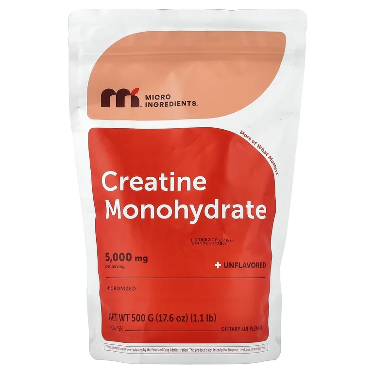 Micro Ingredients, моногидрат креатина в порошке, без вкусовых добавок, 500 г (17,6 унции)