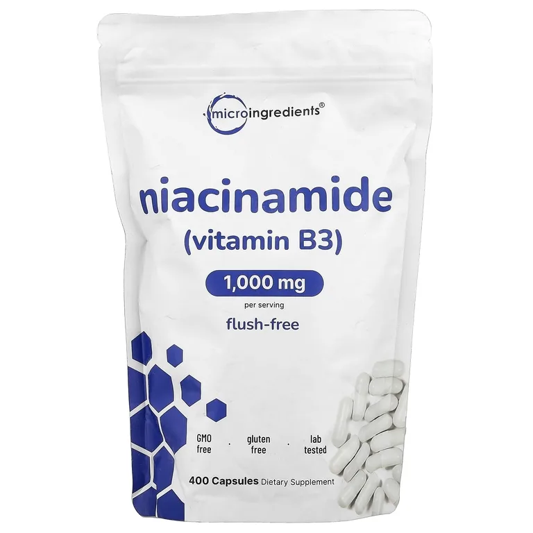 Micro Ingredients, никотинамид (витамин B3), 400 капсул (500 мг в 1 капсуле)