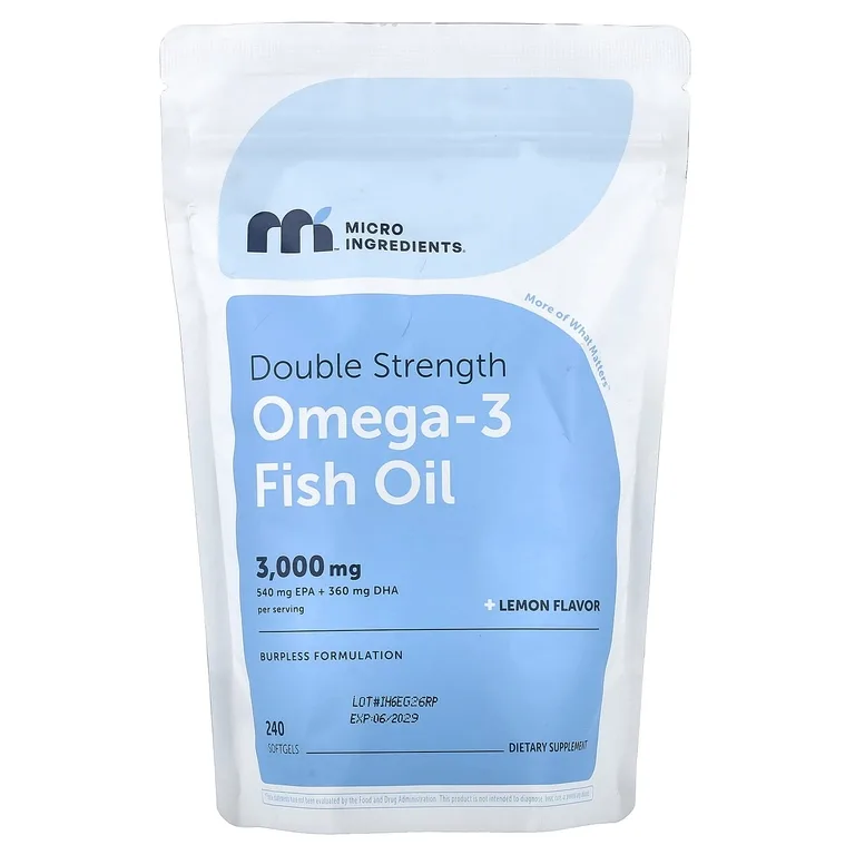 Micro Ingredients, рыбий жир с омега-3, лимон, 240 капсул (1000 мг в 1 капсуле)