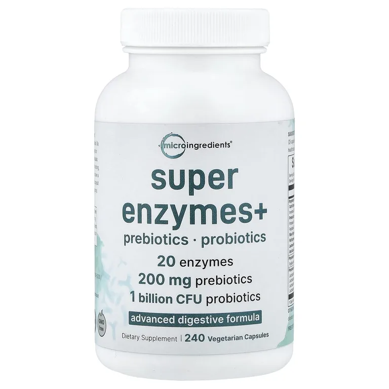 Micro Ingredients, Super Enzymes+, ферменты, 240 вегетарианских капсул