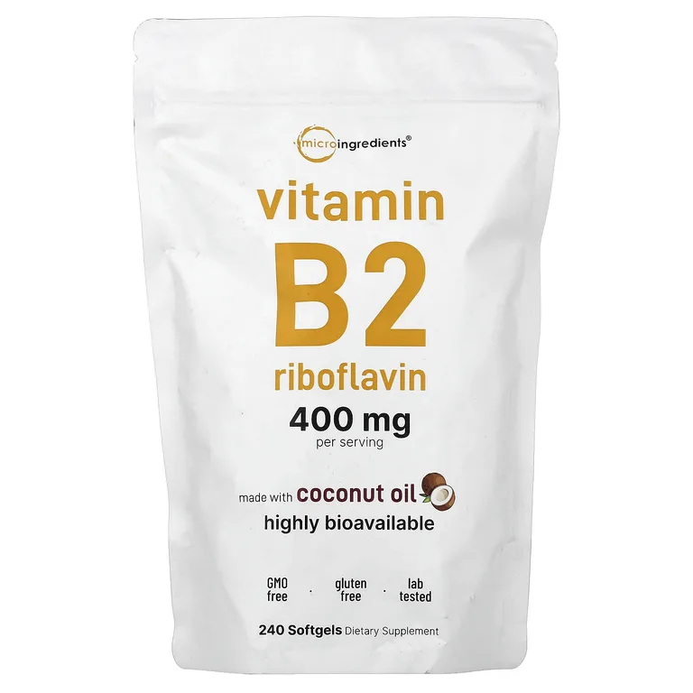 Micro Ingredients, витамин B2, рибофлавин, 240 капсул (200 мг в 1 капсуле)