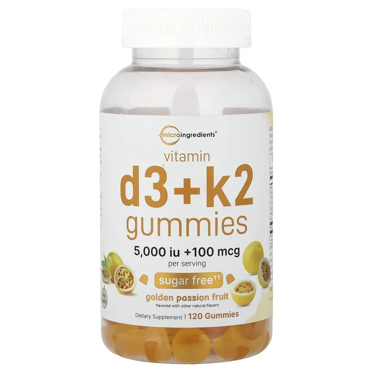 Micro Ingredients, жевательные витамины D3 и K2, золотистая маракуйя, 120 жевательных таблеток