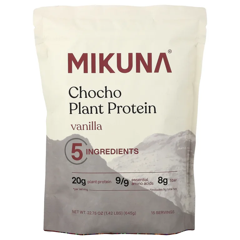 MIKUNA, протеиновый порошок из растительного шоколада, со вкусом ванили, 645 г (1,42 фунта)
