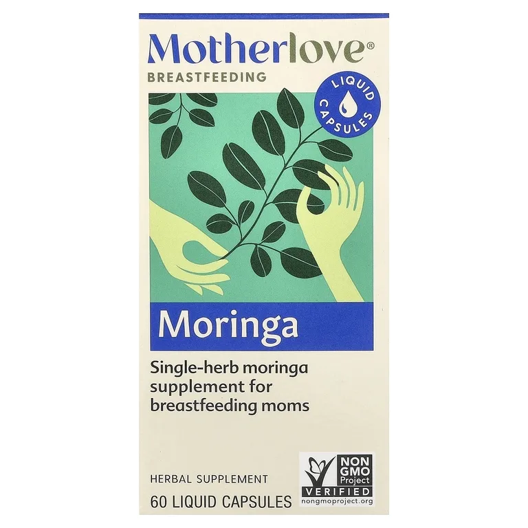 Motherlove, грудное вскармливание, моринга, 60 капсул с жидкостью (579 мг в 1 капсуле)