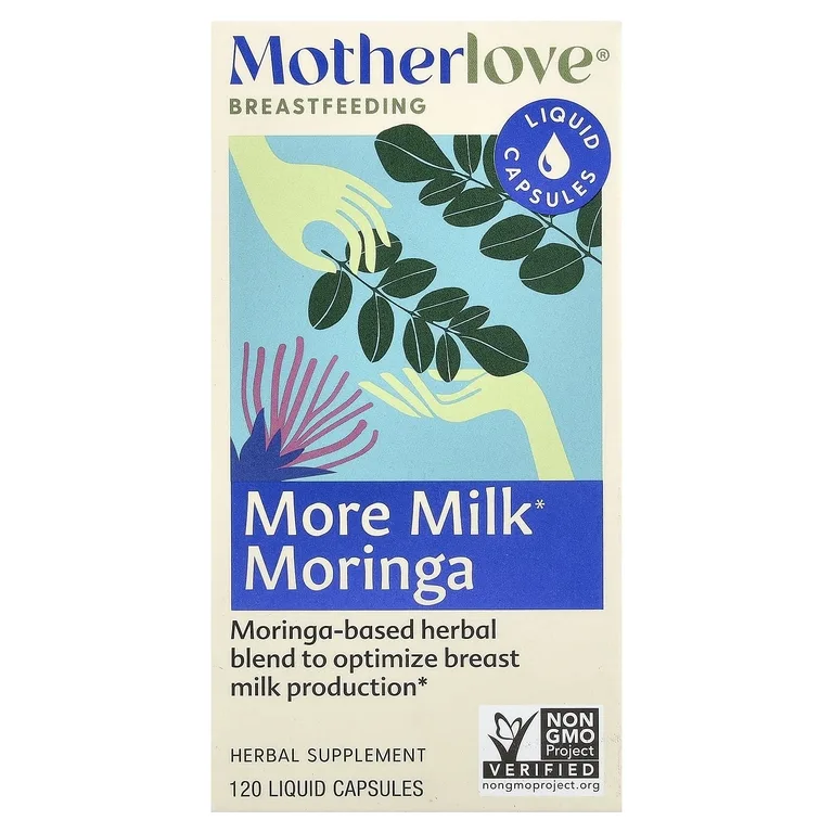 Motherlove, грудное вскармливание, моринга для повышения лактации, 120 капсул с жидкостью
