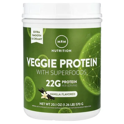 MRM Nutrition, растительный протеин с суперфудами, со вкусом ванили, 570 г (1,26 фунта)