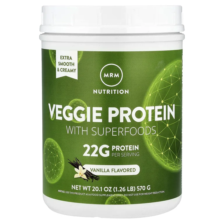 MRM Nutrition, растительный протеин с суперфудами, со вкусом ванили, 570 г (1,26 фунта)