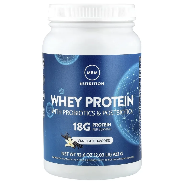MRM Nutrition, сывороточный протеин с пробиотиками и постбиотиками, ваниль, 923 г (2,03 фунта)