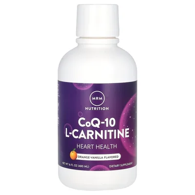 MRM Nutrition, жидкий коэнзим Q-10 и L-карнитин, апельсин и ваниль, 480 мл (16 жидк. унций)