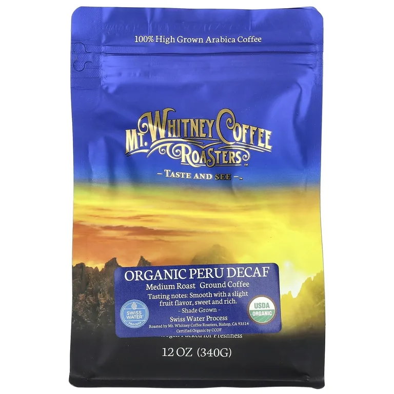 Mt. Whitney Coffee Roasters, органический кофе из Перу без кофеина, молотый кофе, средней обжарки, 340 г (12 унций)