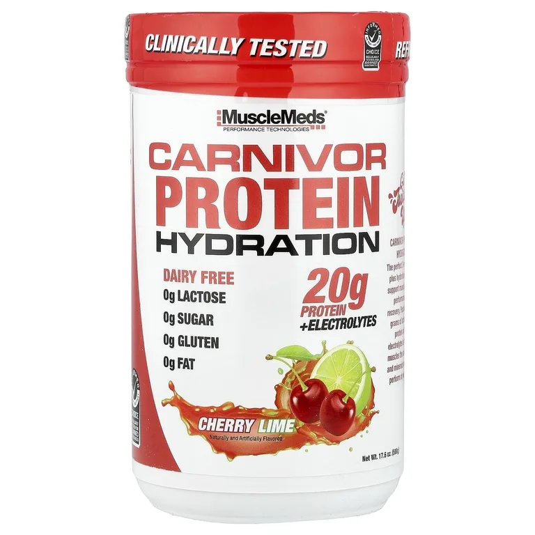 MuscleMeds, Carnivor Protein Hydration, протеин, вишня и лайм, 500 г (17,6 унции)