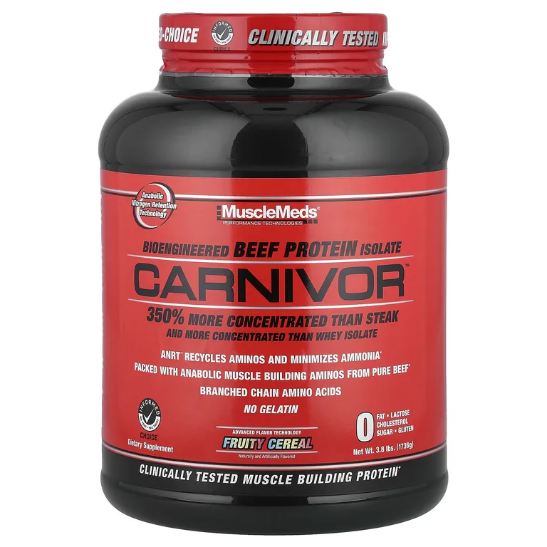 MuscleMeds, Carnivorous, биоинженерийский изолят говяжьего белка, фруктовые хлопья, 1736 г (3,8 фунта)