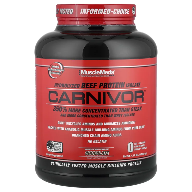 MuscleMeds, гидролизованный изолят говяжьего протеина, со вкусом шоколада, 1898,4 г (4,19 фунта)