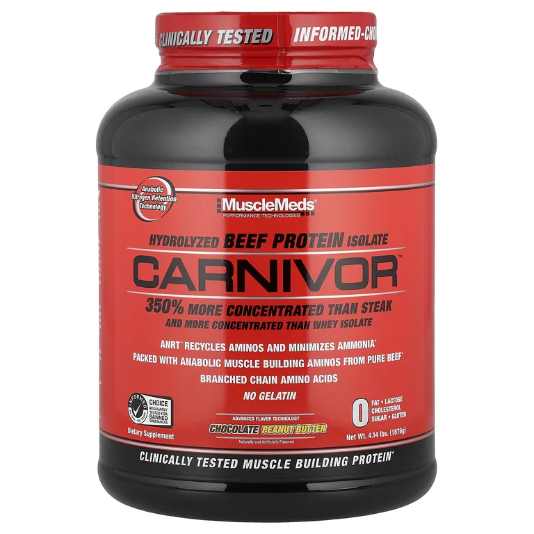 MuscleMeds, изолят говяжьего белка, со вкусом шоколада и арахисового масла, 1876 г (4,14 фунта)