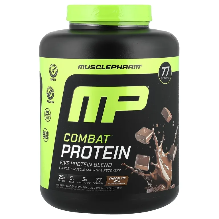MusclePharm, Combat Protein, протеиновый порошок, со вкусом шоколадного молока, 2831 г (6,2 фунта)