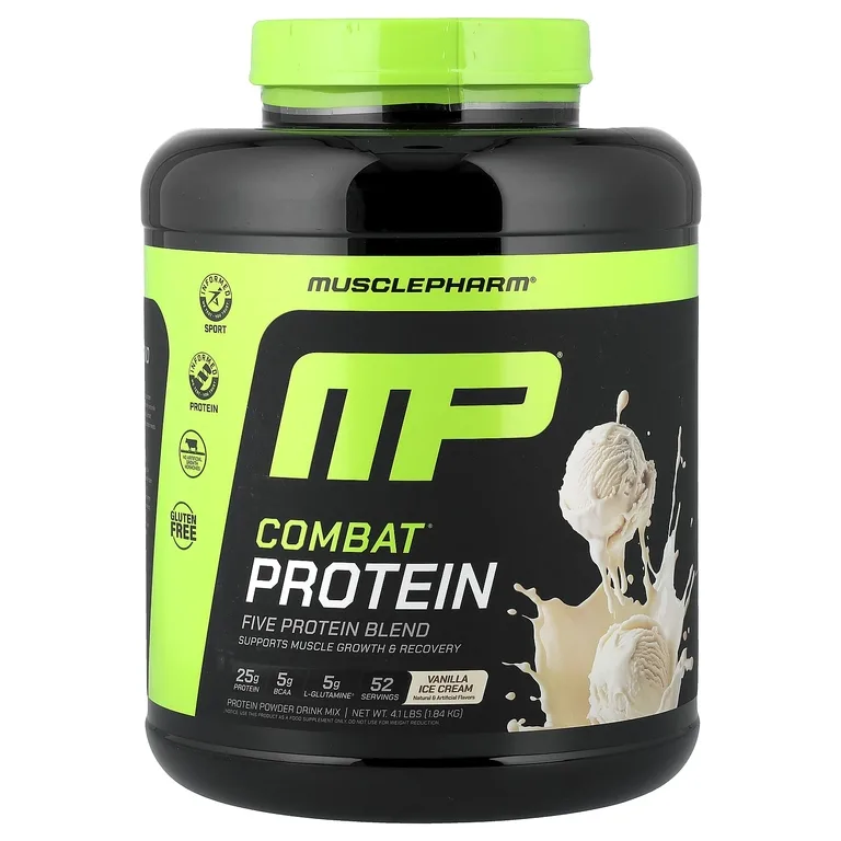 MusclePharm, Combat®, протеиновый порошок, со вкусом ванильного мороженого, 1,84 кг (4,1 фунта)