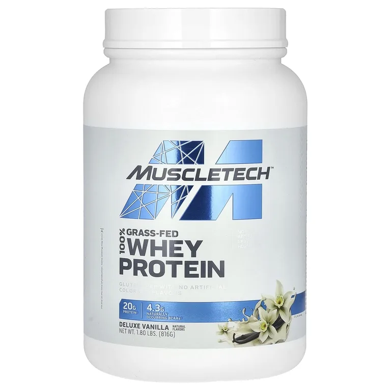 MuscleTech, 100% сывороточный протеин травяного откорма, ваниль, 816 г (1,8 фунта)