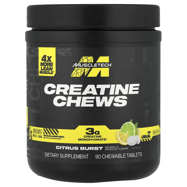 MuscleTech, Creatine Chews, Citrus Burst, 90 жевательных таблеток (1 г в каждой таблетке)