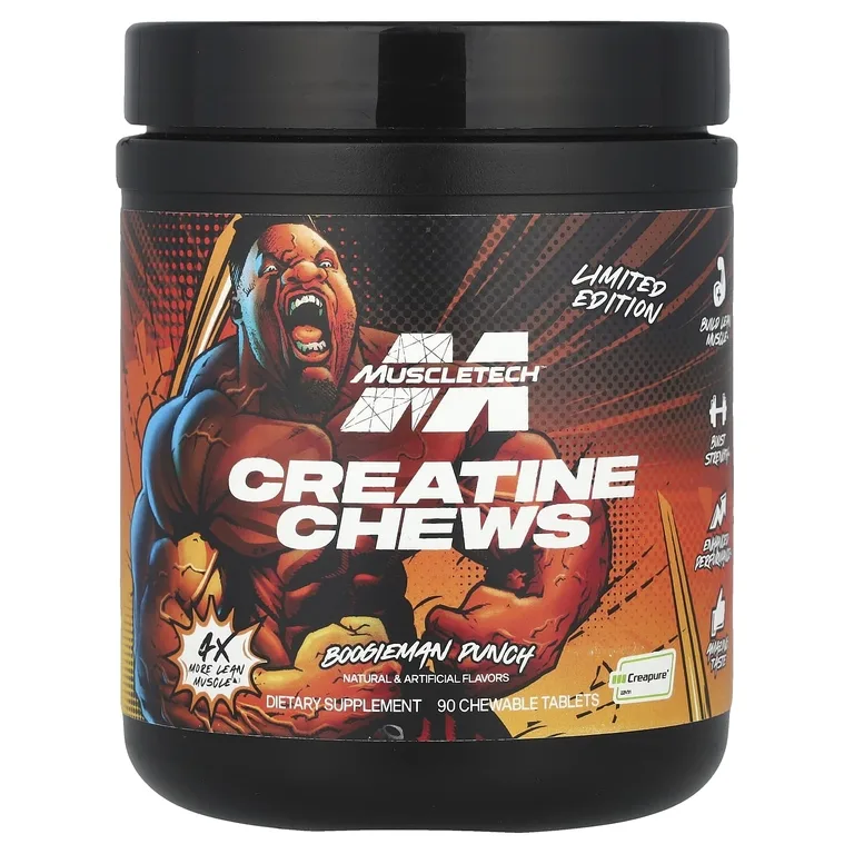MuscleTech, Limited Edition, Creatine Chews, Boogieman Punch, 90 жевательных таблеток (1 г в каждой таблетке)