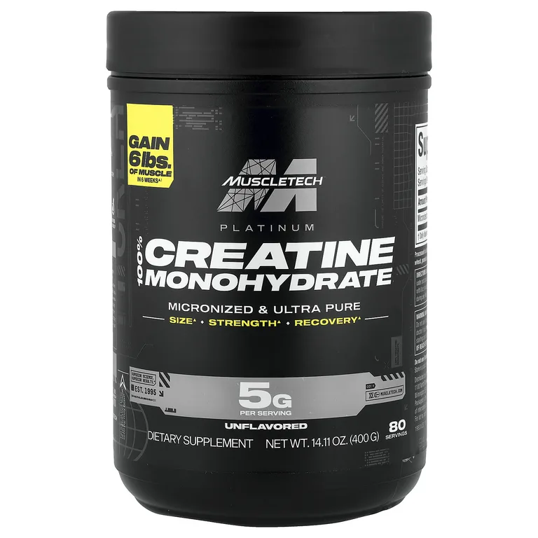 MuscleTech, моногидрат креатина, с нейтральным вкусом, 400 г (14,11 унции)