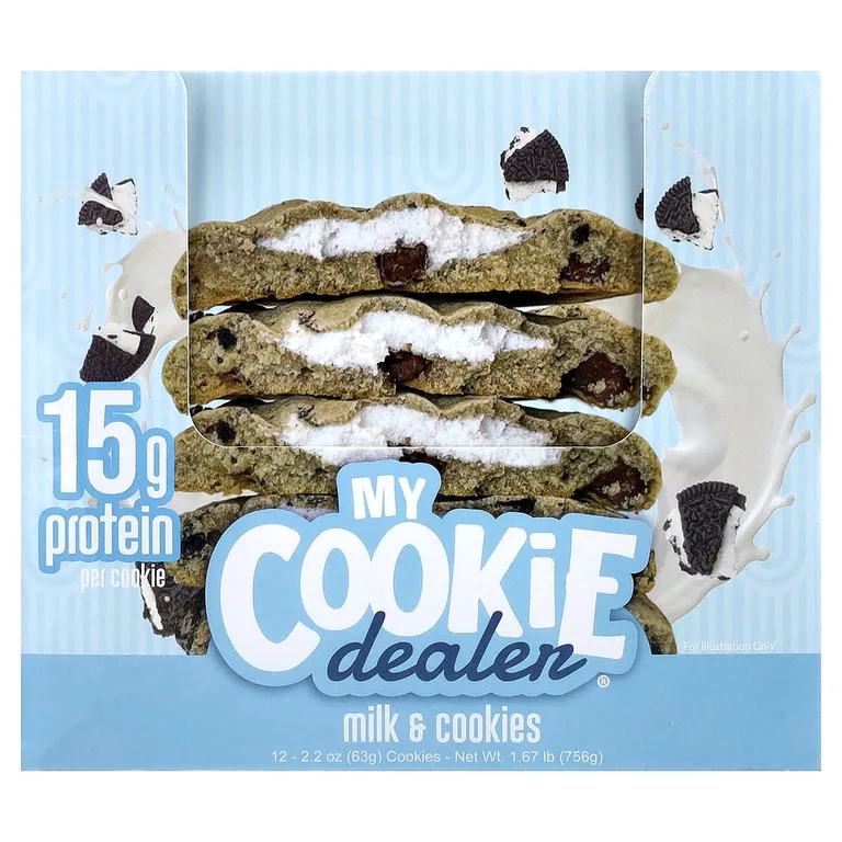 My Cookie Dealer Protein, протеиновое печенье, молоко и печенье, 12 шт. по 63 г (2,2 унции)