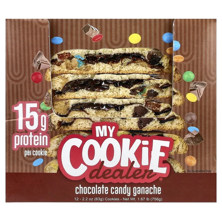 My Cookie Dealer Protein, протеиновое печенье, шоколадная конфета с ганашем, 12 шт. по 63 г (2,2 унции)