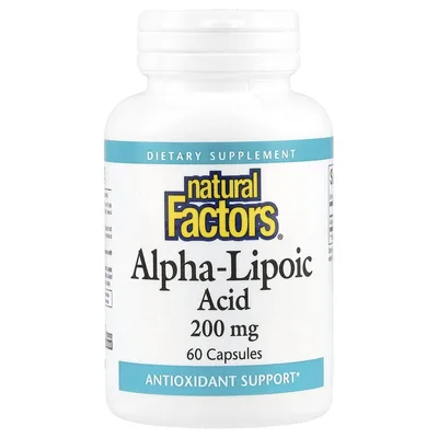 Natural Factors, Альфа-липоевая кислота, 200 мг, 60 капсул