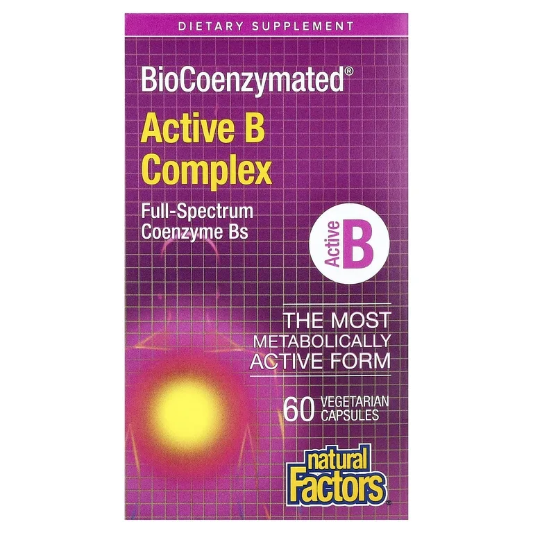 Natural Factors, BioCoenzymated®, комплекс активных витаминов группы B, 60 вегетарианских капсул