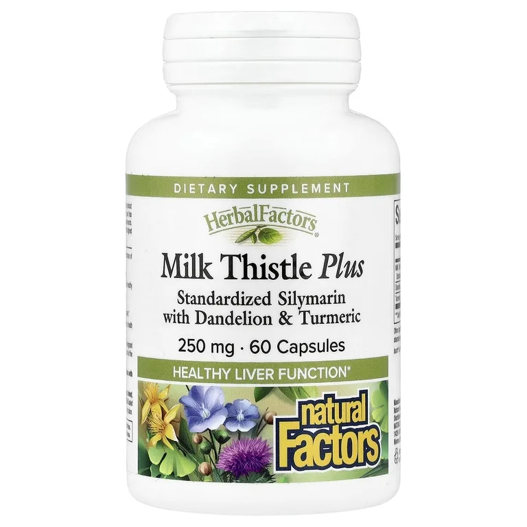 Natural Factors, Herbal Factors® расторопша плюс, 250 мг, 60 капсул