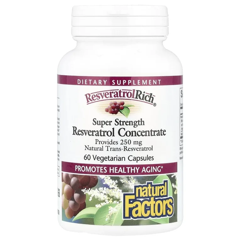 Natural Factors, концентрат ресвератрола, 60 вегетарианских капсул