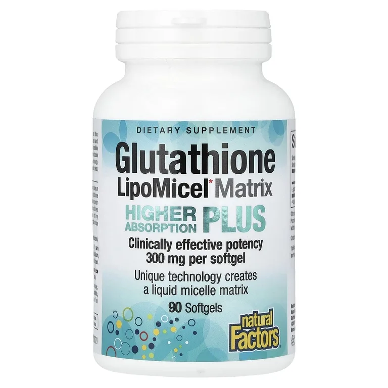 Natural Factors, LipoMicel Matrix, глутатион, 300 мг, 90 капсул